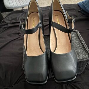 Black Square-Toe MaryJanes